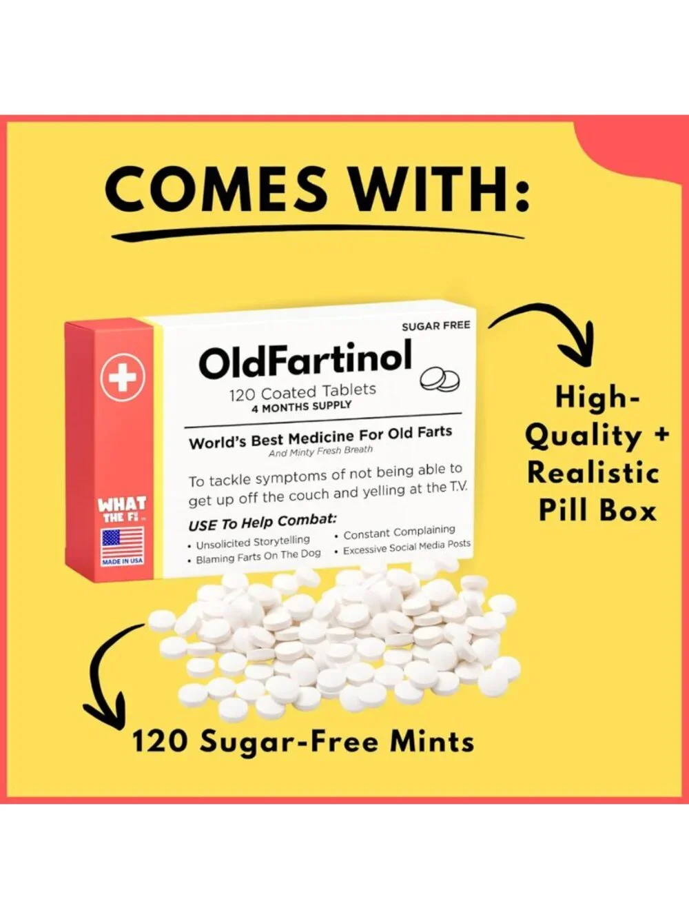 Old Fartinol Funny Gag Gift Mints 120 Sugar-Free Tablets Birthday Joke Gift